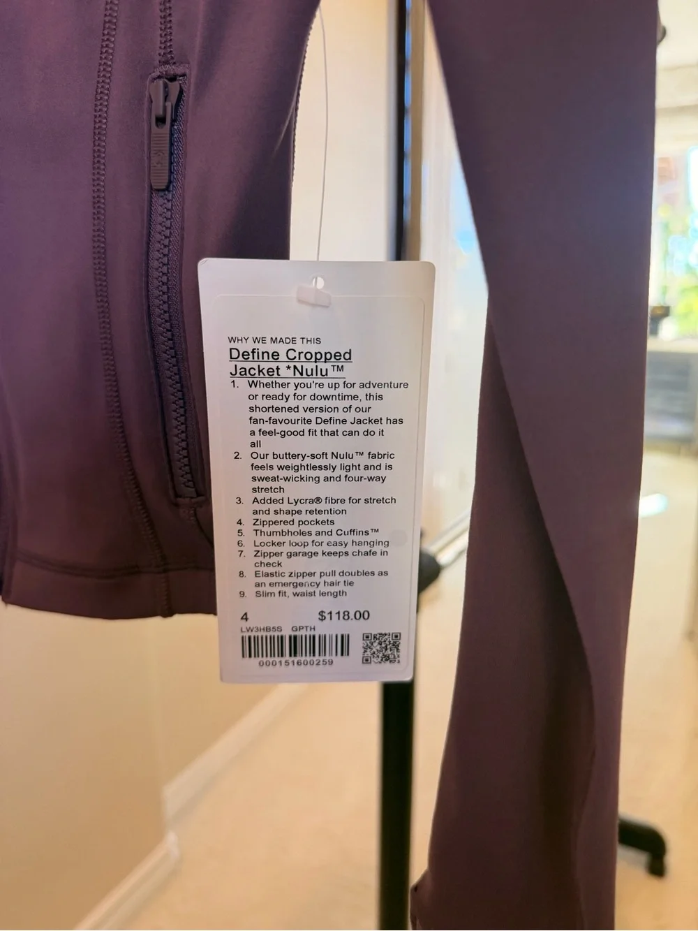 NWT Lululemon Cropped Define Jacket *Nulu Grape Thistle GPTH Size 4
